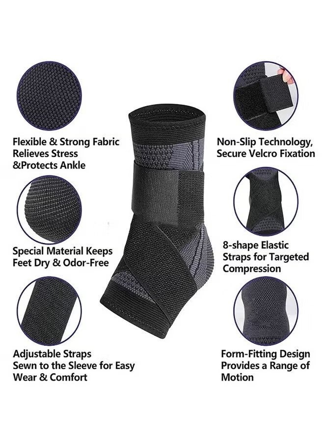 واي جيه 2 حزمة قابلة للضبط حزام الانضغاط، دعم قوس ومثبت القدم، التغليف المرن لالتهاب الفاشية البلطي، أخيل التندونيتس الشفاء، الرياضية جوارب الضمادات للرجال والنساء - Image 2