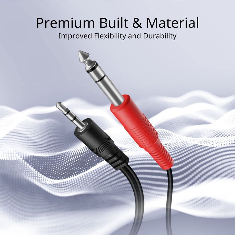 TNP Products TNP Premium 1/8 to 1/4 Stereo Cable Male to Male 6ft - Dual Y-Connector 1/4 to 1/8 Audio Cable - 3.5mm TRS to Dual 6.35mm TS Cable Compatible with Smartphone, Laptop, Speaker, Amplifier, Audio Mixer - Image 3