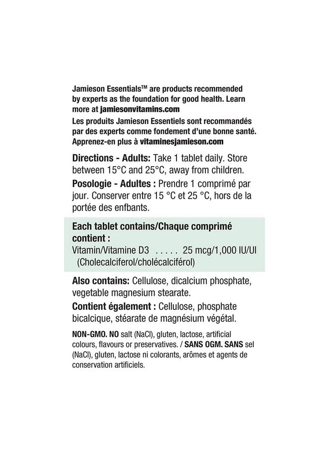 Jamieson Vitamin D3 1 000 Iu Bonus 240 Tabs Brand: Jamieson Laboratories  - Image 4