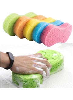promass 5 Pcs Honeycomb Structure Compression Sponge Fiber Motorcycle Car wash Cleaning Sponge Pad Easy to foam for Car/Furniture/glass/floor Cleaning color(Random)