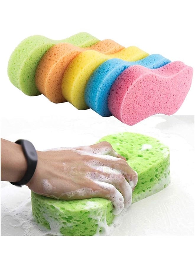 PROMASS - promass 5 Pcs Honeycomb Structure Compression Sponge Fiber Motorcycle Car wash Cleaning Sponge Pad Easy to foam for Car/Furniture/glass/floor Cleaning color(Random) - Image 1