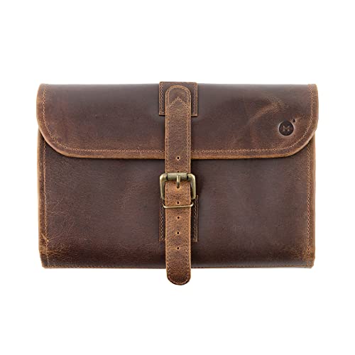 moonster Hanging Toiletry Bag for Men Women Leather Travel Bag with Hanging Hook Dopp Kit Shower Bag - Image 2