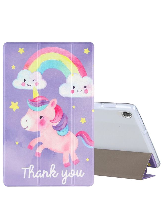 HuHa Case Cover For Lenovo Tab M10 HD Gen 2 TB-X306F Coloured Drawing Pattern Horizontal Flip Leather Case with Three-folding Holder Rainbow Horse 