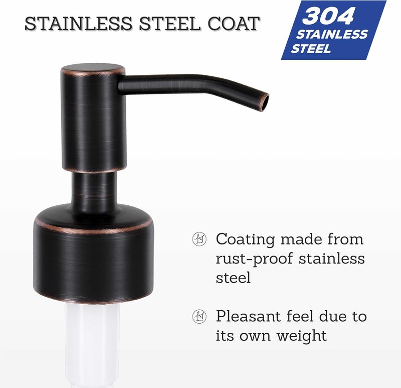 Altglas Budapest Soap Dispenser Pump Head - Double Pack Stainless Steel Pump Attachment with 28 mm Thread as Replacement Pump and Upcycling with Jacky Bottles (Black with Copper Oil Cut) - Image 2