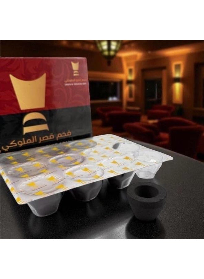 أكواب فحم قصر الملوكي (24 قطعة) - فحم طبيعي 100% للبخور، مبخرات البخور، الشواء - يدوم طويلاً، عديم الرائحة - 39 مم - 500 غرام