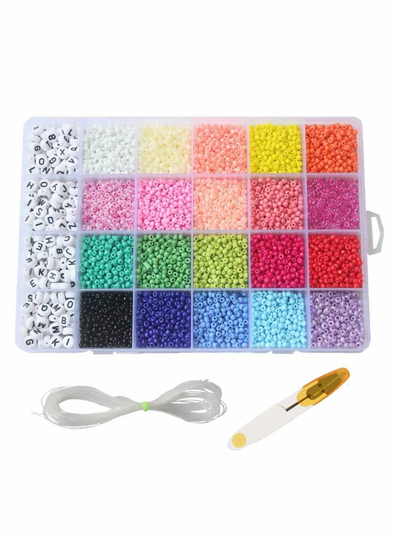 كاست ويف 3300 خرز الأبجدية وخرز المهر 24 خرز شبكي مع مجموعة خرز بذور صغيرة لصنع المجوهرات - Image 1