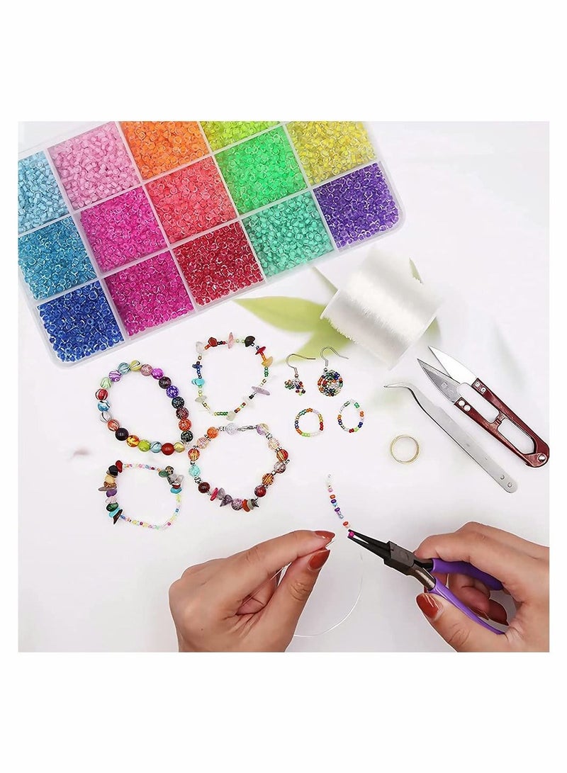 كاست ويف 3300 خرز الأبجدية وخرز المهر 24 خرز شبكي مع مجموعة خرز بذور صغيرة لصنع المجوهرات - Image 2