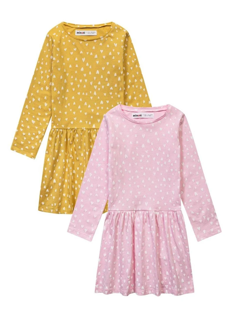 MINOTI Kids Girls Two Pack Of Long Sleeve Dresses