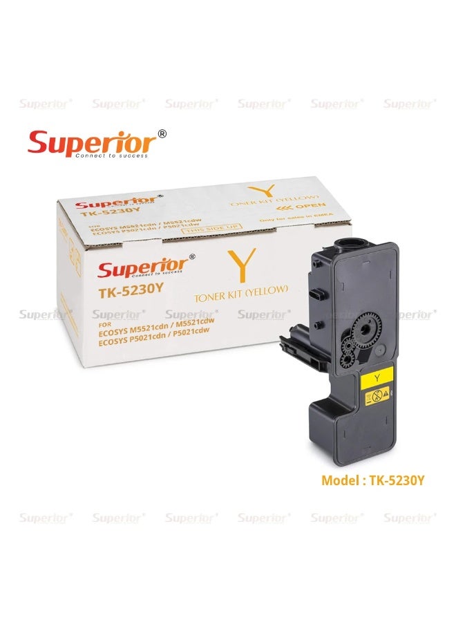 SOS Superior Superior TK-5230Y Yellow High Yield Compatible Toner Cartridge – For Kyocera ECOSYS M5521cdn / M5521cdw, ECOSYS P5021cdn / P5021cdw - Image 1