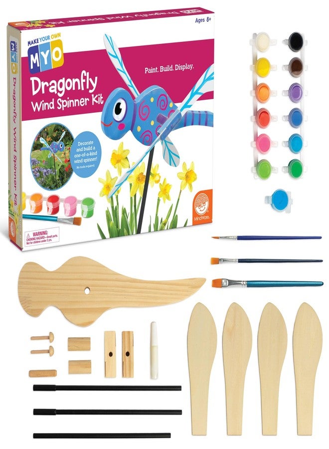 MindWare Make Your Own Dragonfly Wind Spinner Wood Craft Kit - Build & Decorate for Ages 8 & Up - Image 1