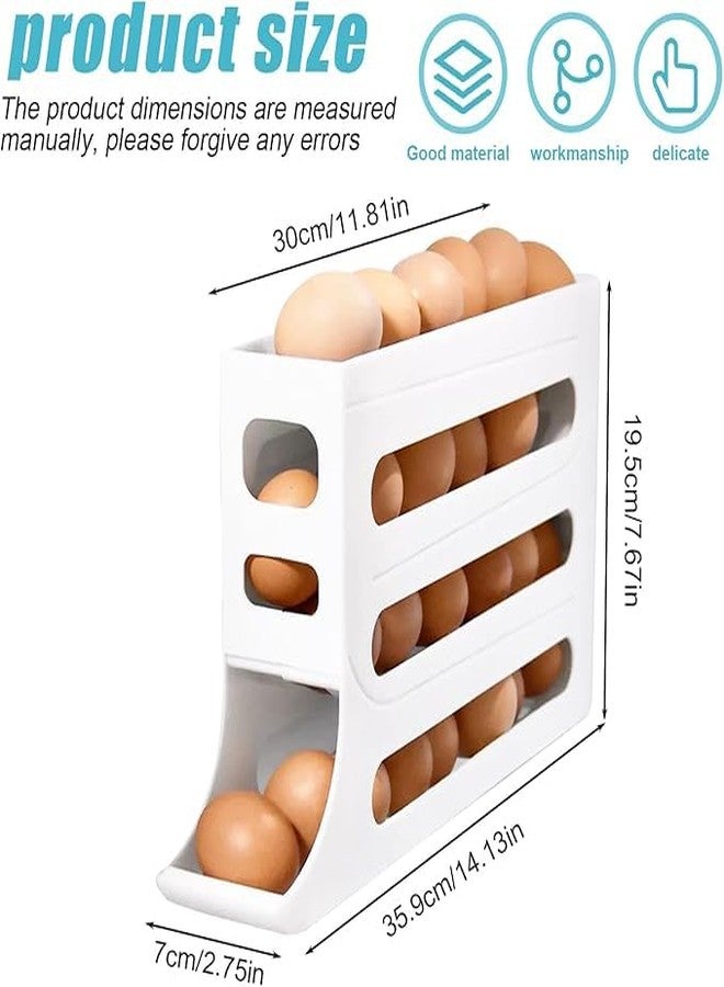 KRIVTEJ 1Pc, Upgraded Automatic Rolling Egg Dispenser for Refrigerator, 4-Tier Egg Storage Rack, Holds 30 Eggs, Space Saving Fridge Organizer Container with Gravity Rolling Design, Kitchen Egg Holder - Image 2