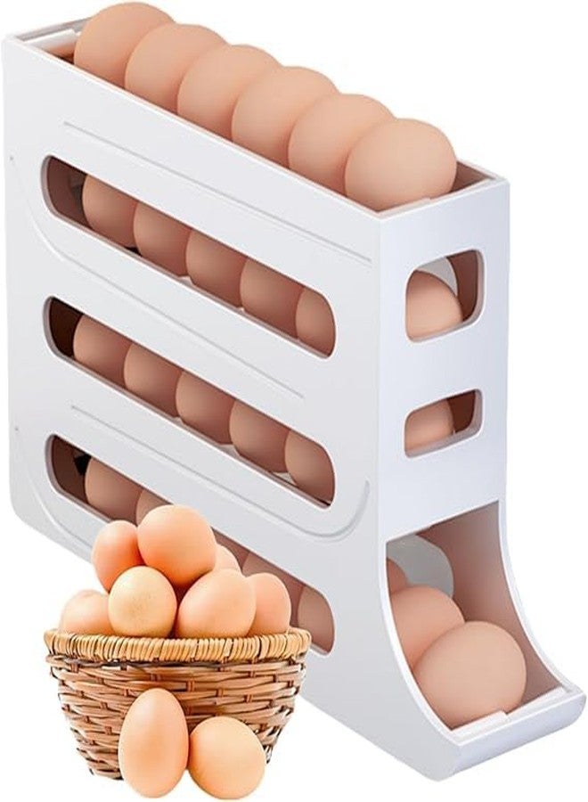 KRIVTEJ 1Pc, Upgraded Automatic Rolling Egg Dispenser for Refrigerator, 4-Tier Egg Storage Rack, Holds 30 Eggs, Space Saving Fridge Organizer Container with Gravity Rolling Design, Kitchen Egg Holder - Image 1