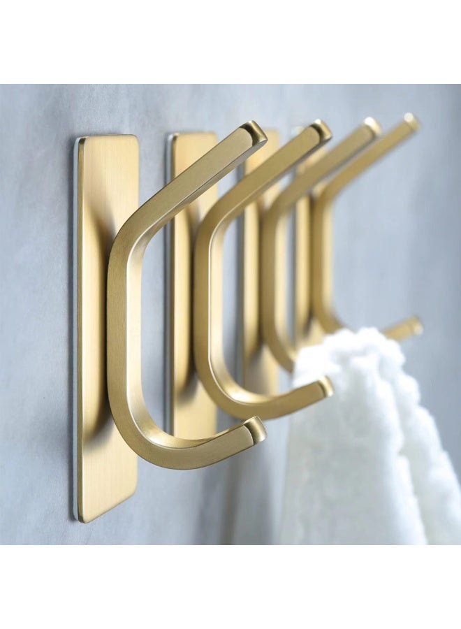 سيستار أربعة خطافات مناشف، خطافات جدارية ذهبية مصقولة، لتعليق المعاطف والقبعات والمناشف وأردية الحمام. مناسبة للحمامات وغرف النوم، مصنوعة من الفولاذ المقاوم للصدأ. - Image 1