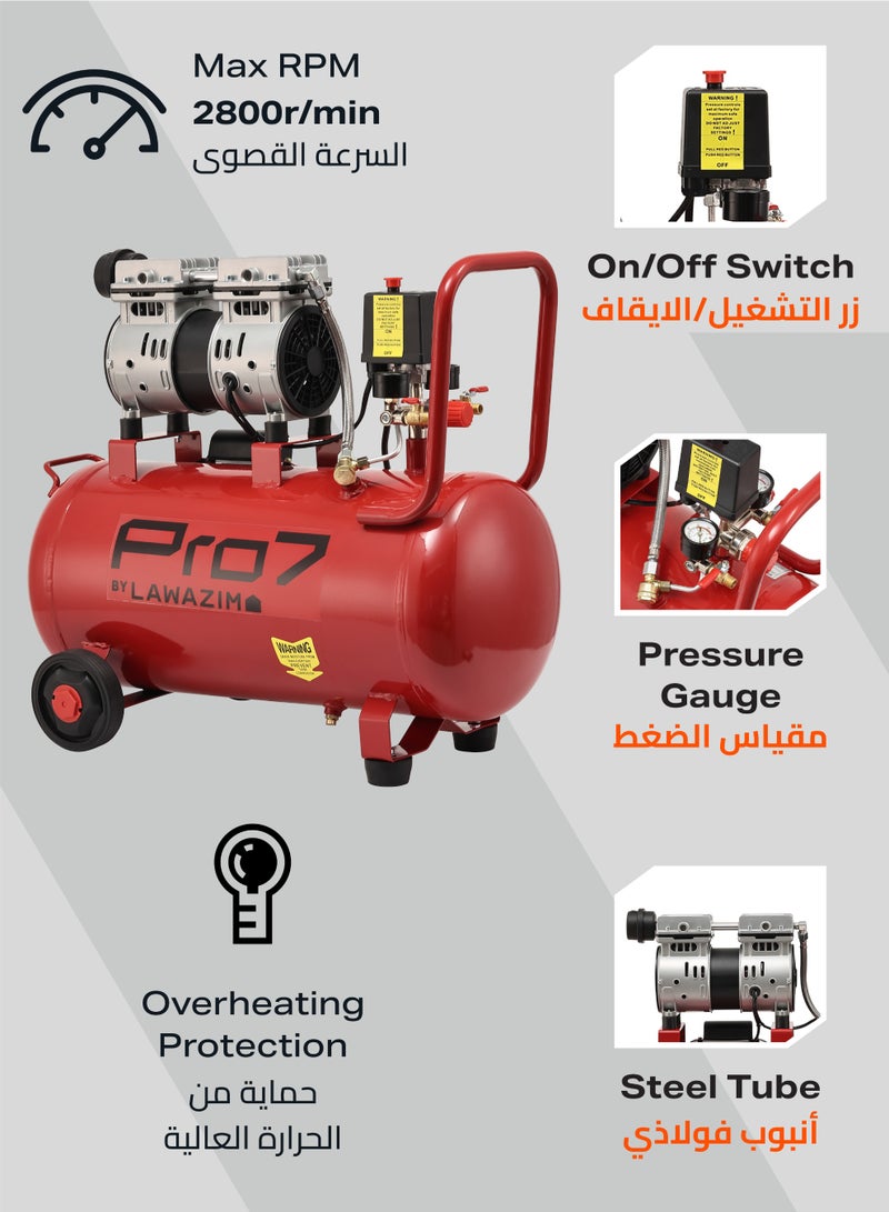 Arabest Pro7 50L Industrial Electric Air Compressor with Silencer - High Air Flow, Low Noise - Ideal for Workshops, Automotive, Inflation, Garage, and DIY Projects - Image 5