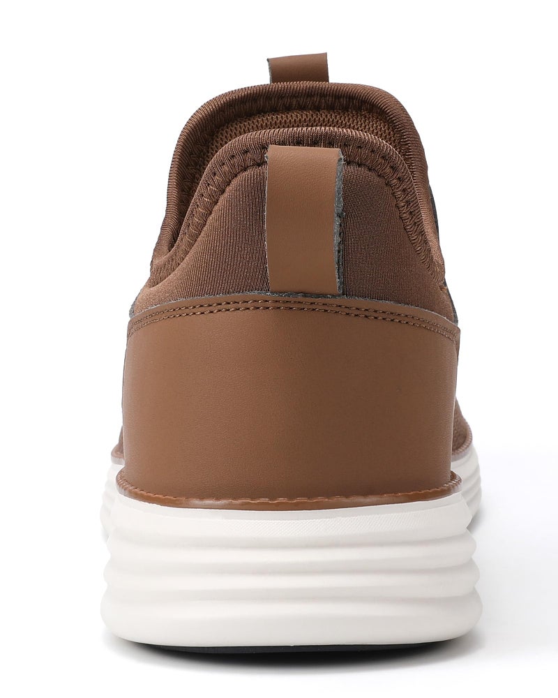 VILOCY Mens Slip On Casual Dress Shoes Hands Free Laceless Fashion Sneakers Comfortable Mesh Tennis Walking Shoes All Brown,EU42 - Image 4