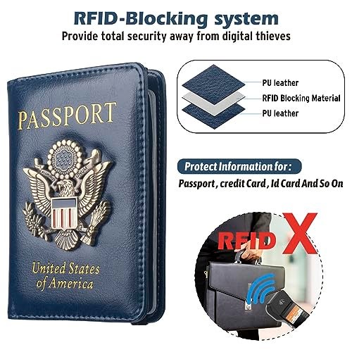 Coowayze Passport Holder Wallet for Travel Men Women RFID US Passport Cover Case, Waterproof Leather Passport Book Protector with Vaccine Card Slot Travel Document Organizer - Image 2