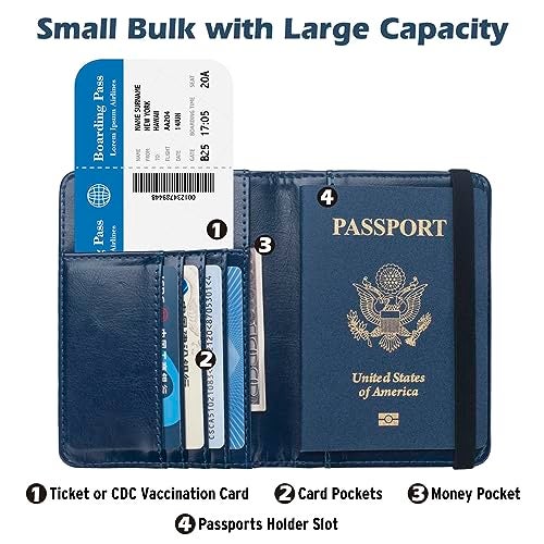Coowayze Passport Holder Wallet for Travel Men Women RFID US Passport Cover Case, Waterproof Leather Passport Book Protector with Vaccine Card Slot Travel Document Organizer - Image 4