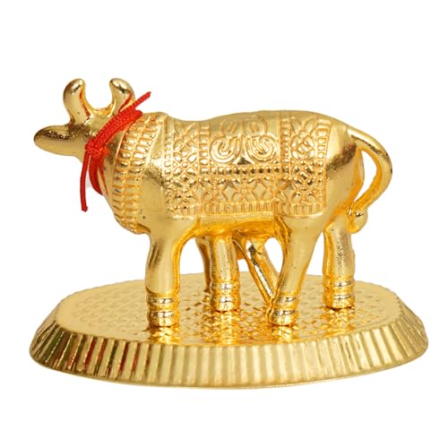 Craftam Oxidized Metal Religious kamdhenu Cow with Calf Handmade Handicraft Idol for Home Decor Gift Item - Image 5