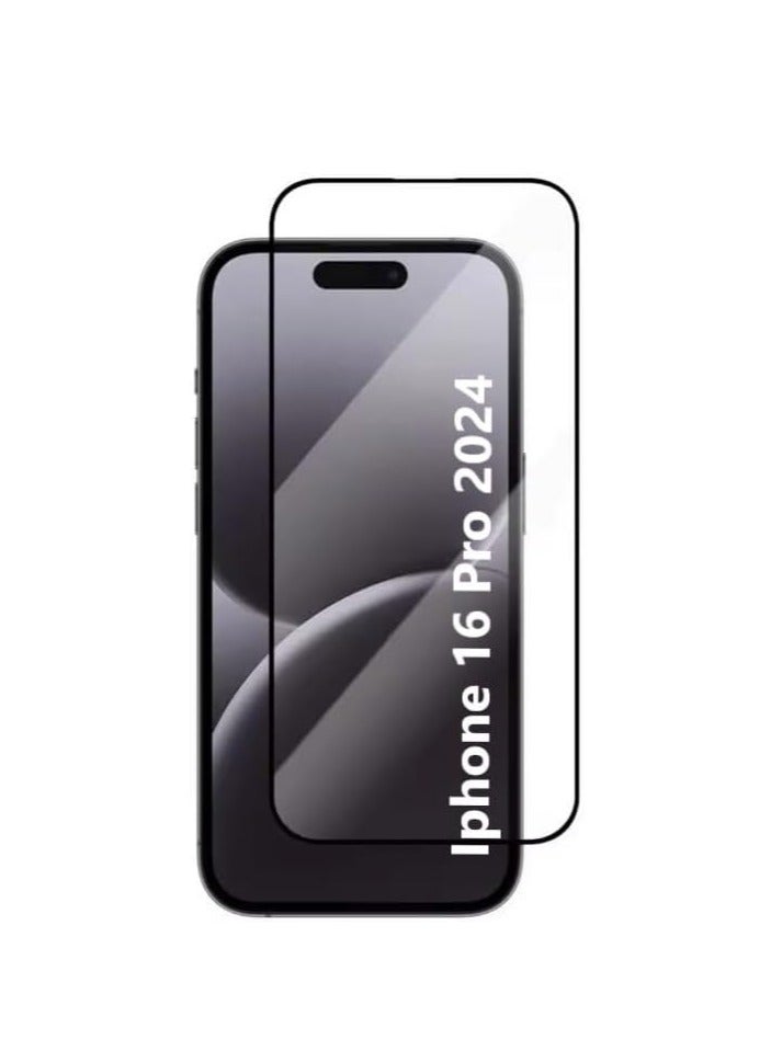 Glass For Iphone 16 Pro Screen Protector, Tempered Glass [Full Adhesive][Full Coverage] [Bubble-Free] [Anti Scratch] HD Clear High Responsive Screen Protector for Iphone 16 Pro 2024 Black - Image 1