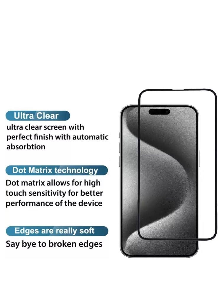 Glass For Iphone 16 Pro Screen Protector, Tempered Glass [Full Adhesive][Full Coverage] [Bubble-Free] [Anti Scratch] HD Clear High Responsive Screen Protector for Iphone 16 Pro 2024 Black - Image 2
