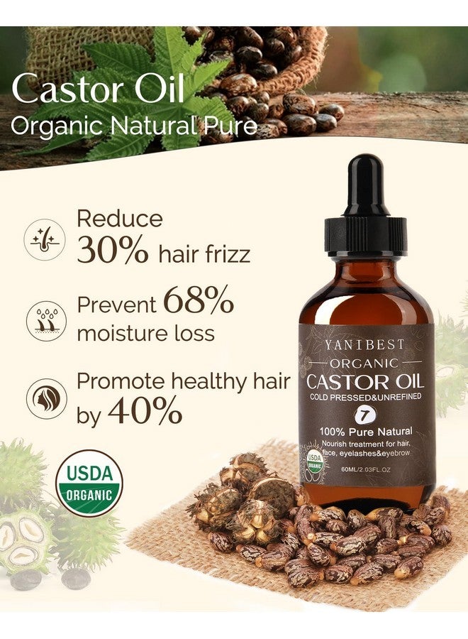 YANIBEST Organic Castor Oil, Cold Pressed Unrefined Glass Bottle, 100% Natural USDA Certified Castor Oil for Hair, Eyelashes, Face, Eyebrows, Scalp & Hair Strengthening Oil for All Hair Types - Image 3