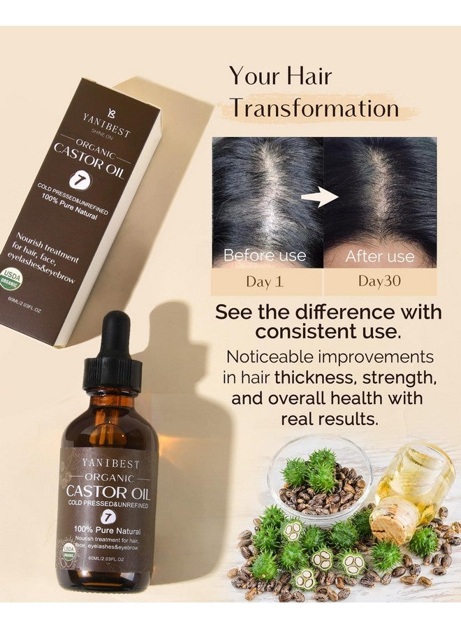 YANIBEST Organic Castor Oil, Cold Pressed Unrefined Glass Bottle, 100% Natural USDA Certified Castor Oil for Hair, Eyelashes, Face, Eyebrows, Scalp & Hair Strengthening Oil for All Hair Types - Image 4
