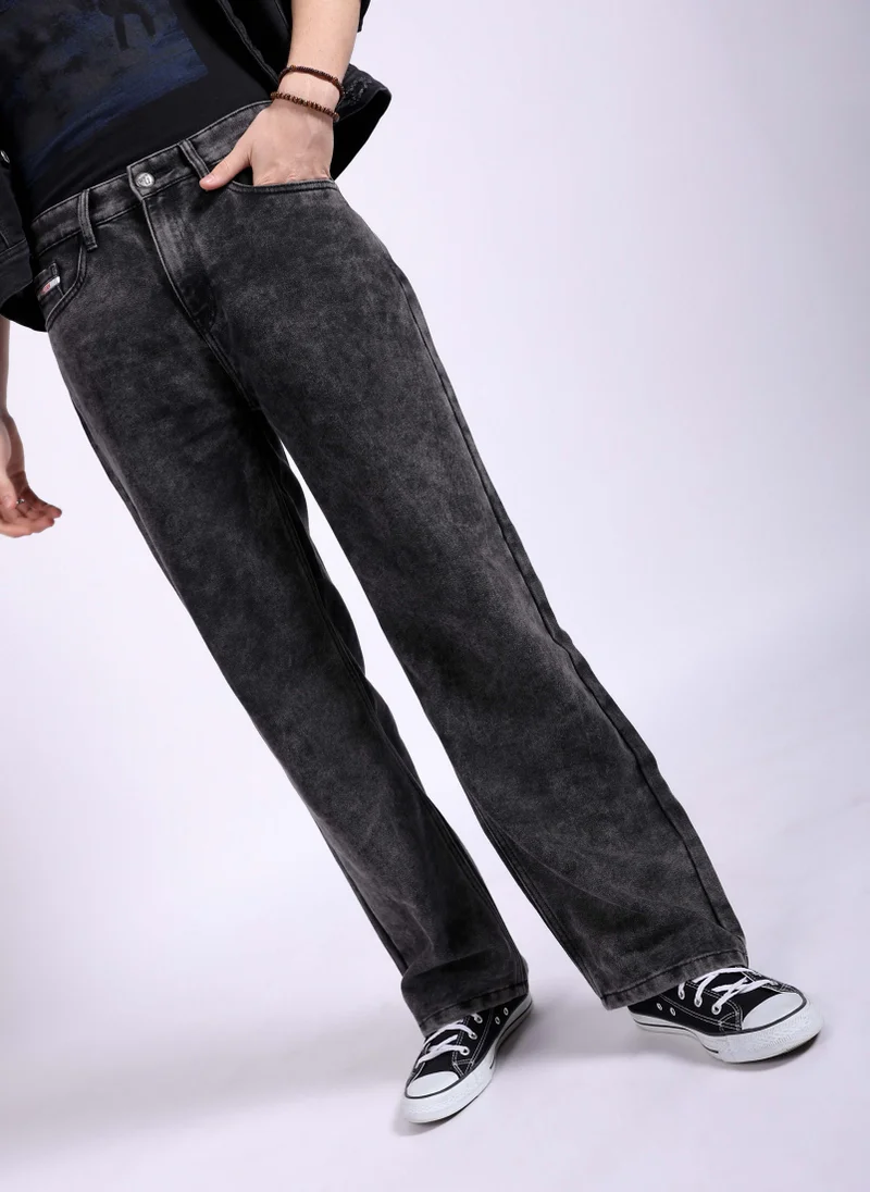 Men Baggy Solid Mid-Rise Stretchable Jeans