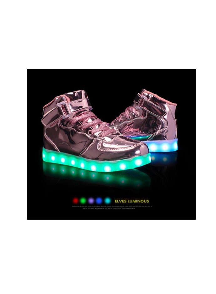 general LED shoes high-top sneakers unisex shoes couples fluorescent shoes mirror models 7 colors adjustable USB charging - Image 2