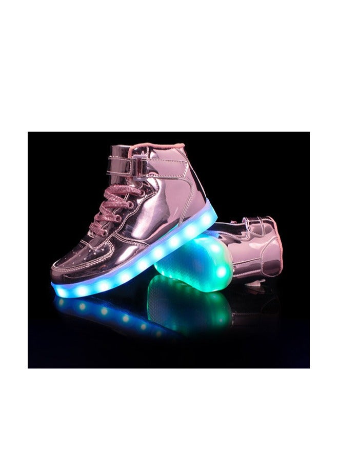 general LED shoes high-top sneakers unisex shoes couples fluorescent shoes mirror models 7 colors adjustable USB charging - Image 3