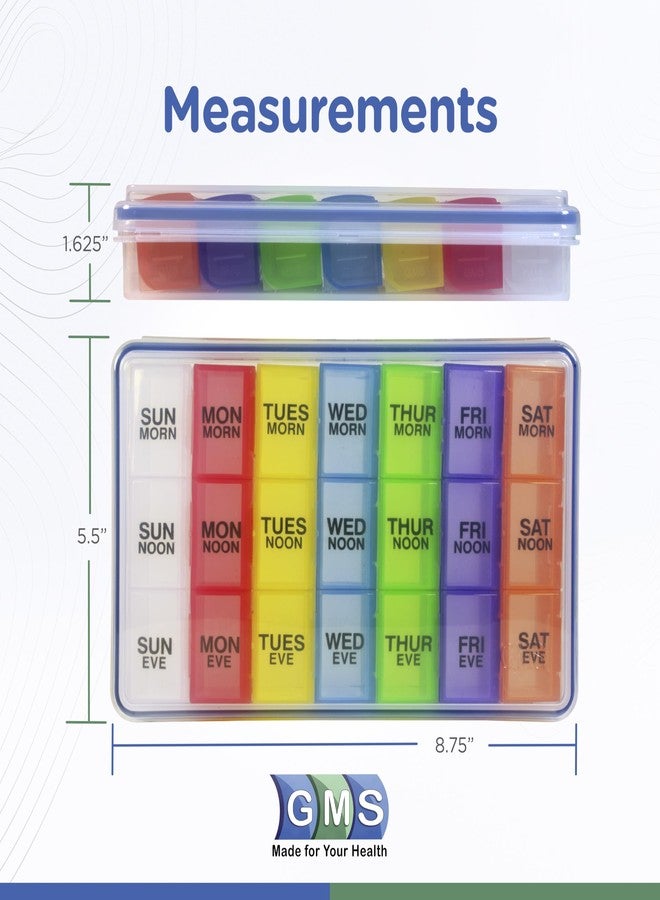 GMS 7-Day 3-Times-a-Day Pill Organizer - With Daily Removable Medication Containers, Suitable for Vitamin & Medicine Use - Secure, Sturdy, Waterproof Weekly Tablet Organizer, Ideal Pill Box for Travel - Image 4