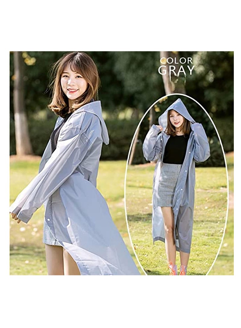 SYOSI Raincoat Rain Poncho for Adults, 1 Pack EVA Rain Poncho for Women and Men Reusable Raincoat Jacket Packable for Family FishingTravelEmergency with Hood and Elastic Sleeving - Image 2