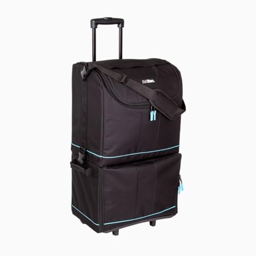 ArtBin 6922SP Tote Express Rolling Portable Art Craft & Sewing Storage Organizer Bag with Wheels-Fits Sewing Machine, 0, Black/Aqua - Image 2