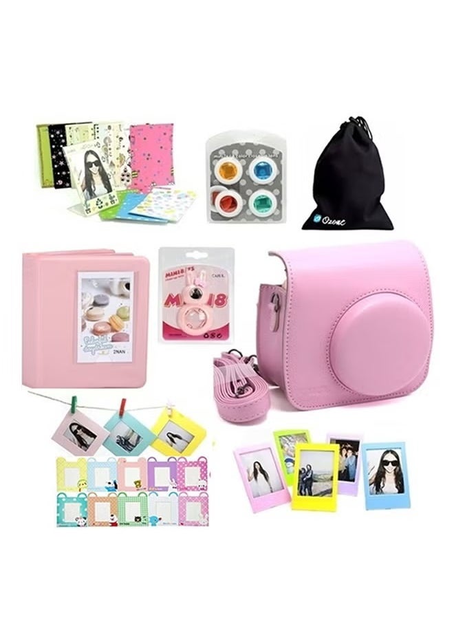 Ozone 7-In-1 Accessories Set For Fujifilm Mini 8 Camera Pink 