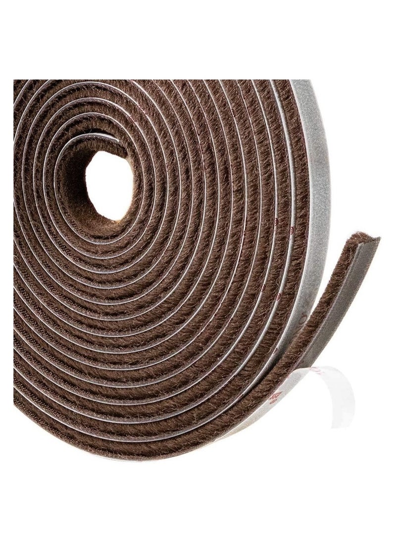 TEGRILO Brush Weather Seal Strip for Sliding Windows/Doors Frame Side, Pile Self Adhesive Weatherstrip Seal Tape for Door Draft Stopper, SoundProof Winter Insulation, Size (9mm*9mm, Brown)  - Image 1