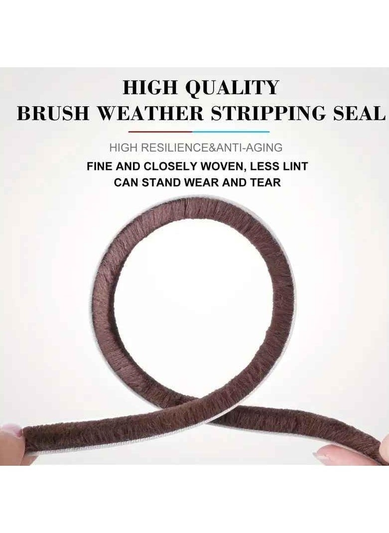 TEGRILO Brush Weather Seal Strip for Sliding Windows/Doors Frame Side, Pile Self Adhesive Weatherstrip Seal Tape for Door Draft Stopper, SoundProof Winter Insulation, Size (9mm*9mm, Brown)  - Image 2