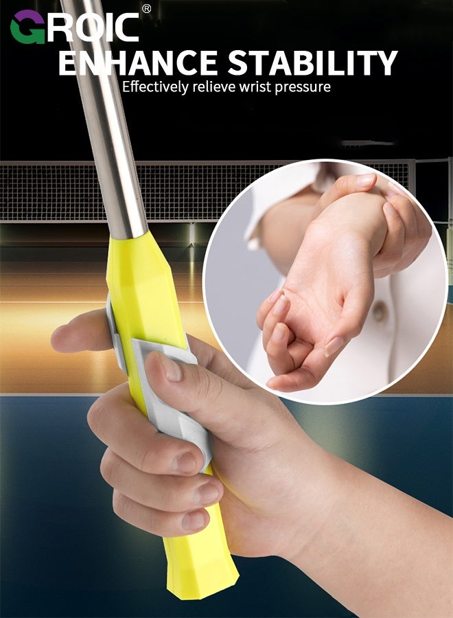 GROIC 2 Pcs 2 Pcs Badminton Racket Grip Corrector, Badminton Grip Aid Badminton Training Training Tool Ergonomic Posture Correction Paddle Grip Aid for Beginner  White & Yellow - Image 2