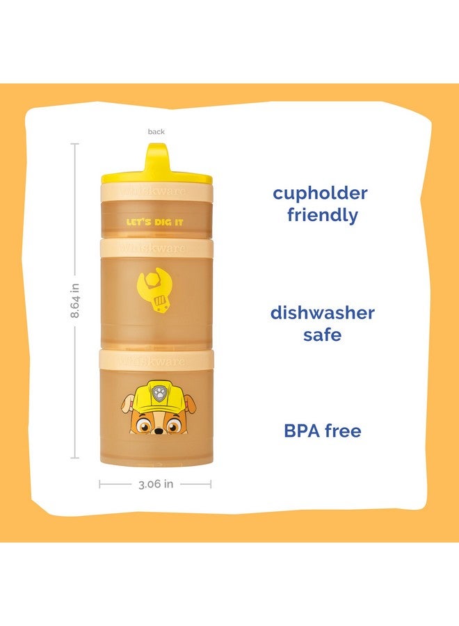 Whiskware Paw Patrol Stackable Snack Containers for Babies, Kids, and Toddlers, 3 Stackable Snack Cups for School and Travel, Formula and Cupholder Friendly, Rubble - Image 2
