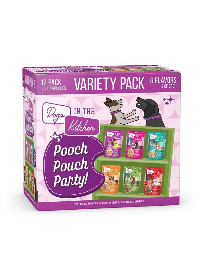Weruva Dogs In The Kitchen, Variety Pack, Pooch Pouch Party!, Wet Dog Food, 2.8Oz Pouches (Pack Of 12) - Image 1