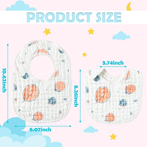 Zainpe 6Pcs Snap Muslin Cotton Baby Bibs Strawberry Lemon Avocado Pattern Infants Feeding Bib Adjustable Machine Washable Unisex Burp Cloths with 6 Absorbent & Soft Layers for Drooling and Teething - Image 2