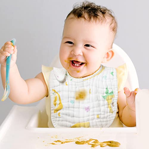 Zainpe 6Pcs Snap Muslin Cotton Baby Bibs Strawberry Lemon Avocado Pattern Infants Feeding Bib Adjustable Machine Washable Unisex Burp Cloths with 6 Absorbent & Soft Layers for Drooling and Teething - Image 5