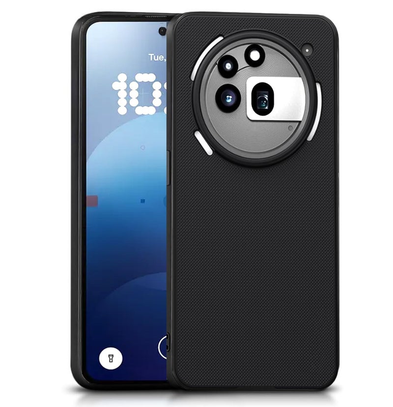 FabeKee Silicone Back Cover Case Compatible for Nothing Phone 3a Pro (Textured Grip Design | Camera Protetion | Slim and Light Weight | Soft Touch and Feel | Black) - Image 1