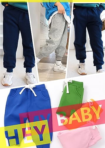 CuteOn Unisex Toddler Jogger Pants Kids Cotton Elastic Waist Winter Baby Sweatpants Pants 3Years Dark Blue - Image 5