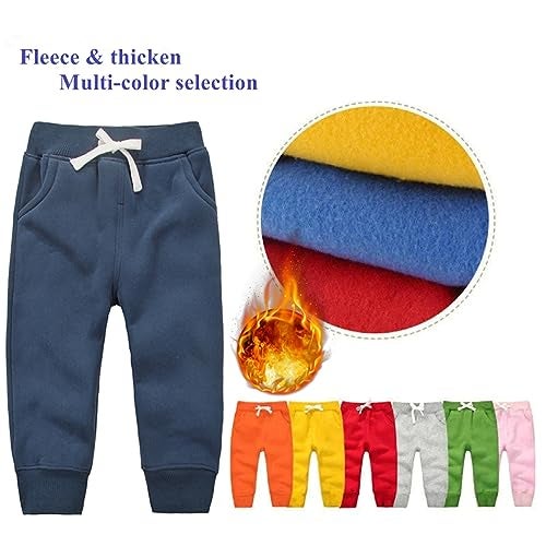 CuteOn Unisex Toddler Jogger Pants Kids Cotton Elastic Waist Winter Baby Sweatpants Pants 3Years Dark Blue - Image 3
