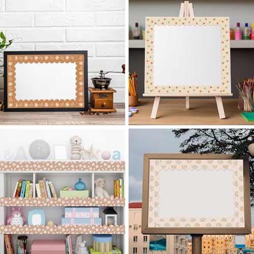 VABAMNA 84Ft Boho Bulletin Board Borders, Boho Classroom Decorations, Retro Floral Daisy Sun Rainbow Dot Trim Borders for Teacher School Supplies Classroom Door Wall Decor, 6 Styles, Brown - Image 2