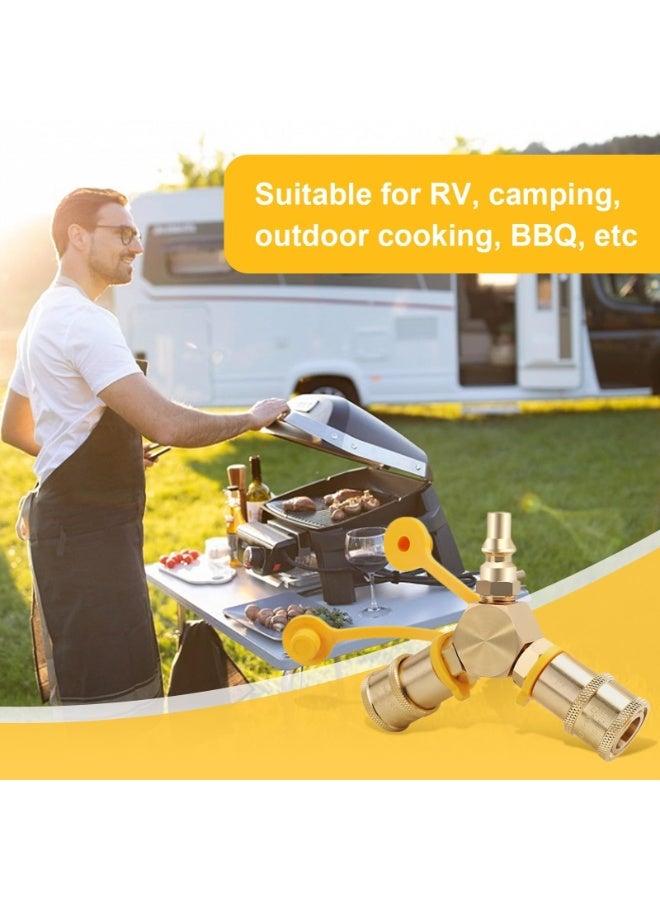 Generic 1/4'' RV Propane Quick Connect Y Splitter Adapter for RV Trailer and Quick Connect Propane Hose Connect to Motorhome Tabletop Grill, 2 Way LP Gas Adapter - Image 4