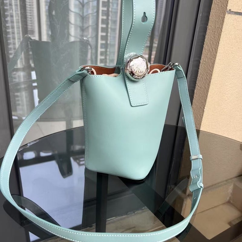 Star'S Same Style Luojia Genuine Cowhide Fortune Bucket With Liner 25 Best-Selling Fashion Versatile Single Shoulder Crossbody Bag For Women - Image 5
