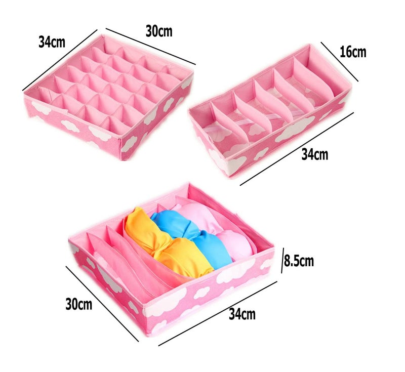 Styleys Bamboo Derived Rayon Square Foldable Drawer Divider Storage Boxes Standard Cloud Blue Set of 3 S1296 - Image 4