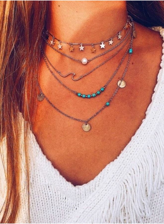 5esha - Fashionable Multi-layered Necklace For Women - Image 1
