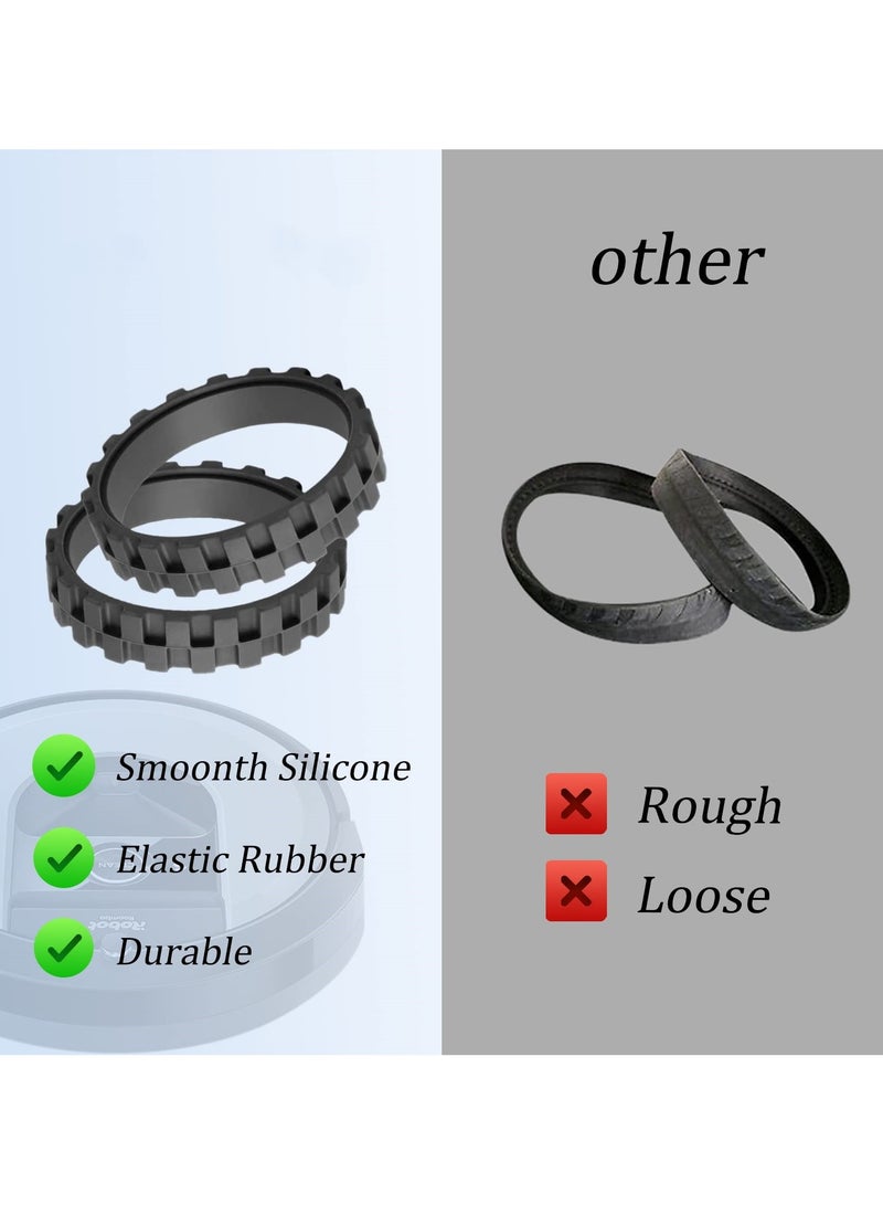 SYOSI Tires Replacement For Irobot Roomba for Wheel Series 500, 600, 700, 800 and 900 e5 e6 i7, Anti-Slip, Great Adhesion and Easy Assembly, Wheel Replacement for All roomba Models Black, 4 Packs - Image 5
