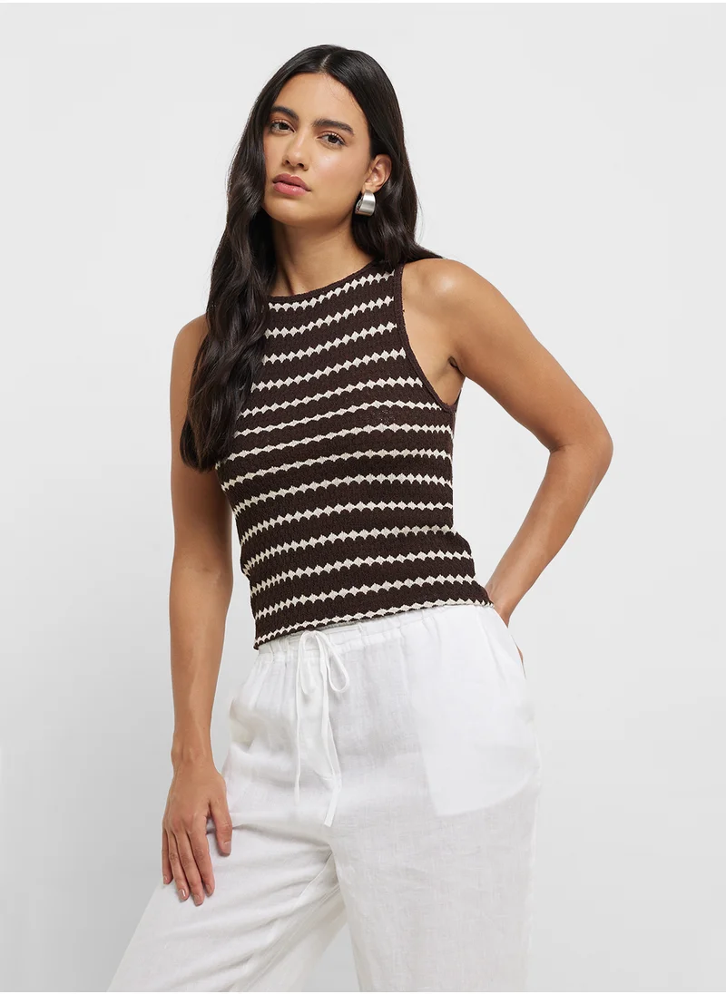 مانجو Knitted Top With Geometric Print